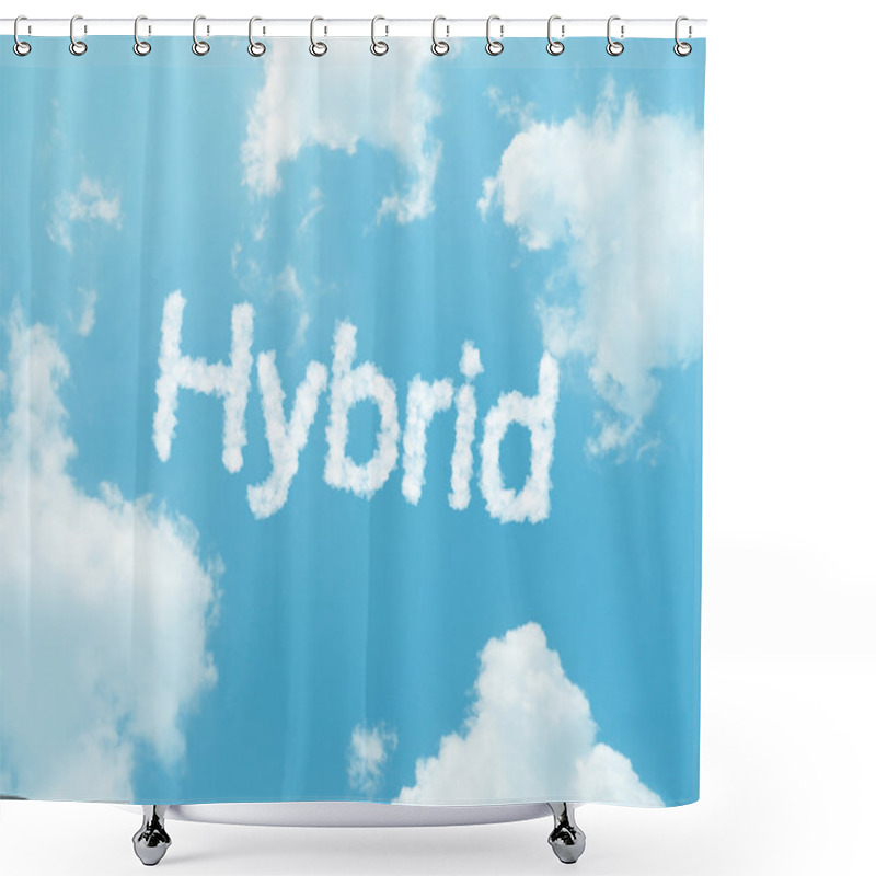 Personality  Cloud Words With Design On Blue Sky Background Shower Curtains