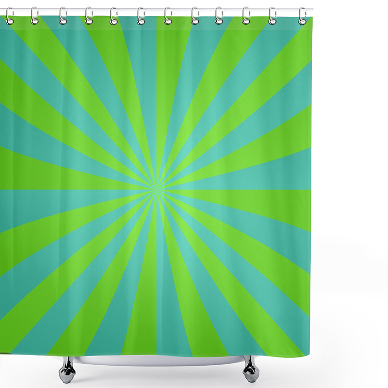 Personality  Green Blue Retro Ray Design Background Shower Curtains