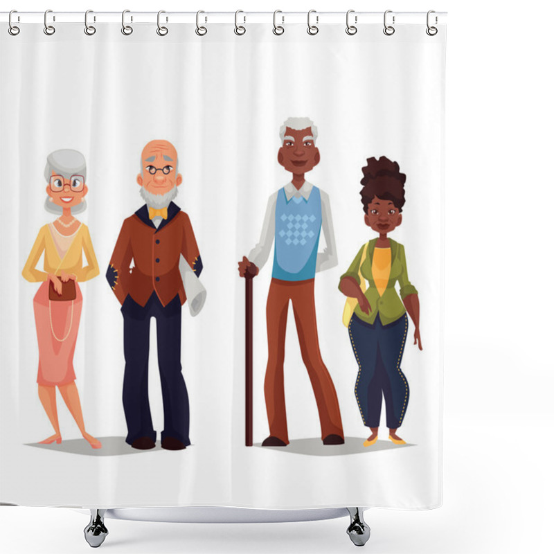 Personality  Overage Two Pairs, Africans And Europeans Shower Curtains