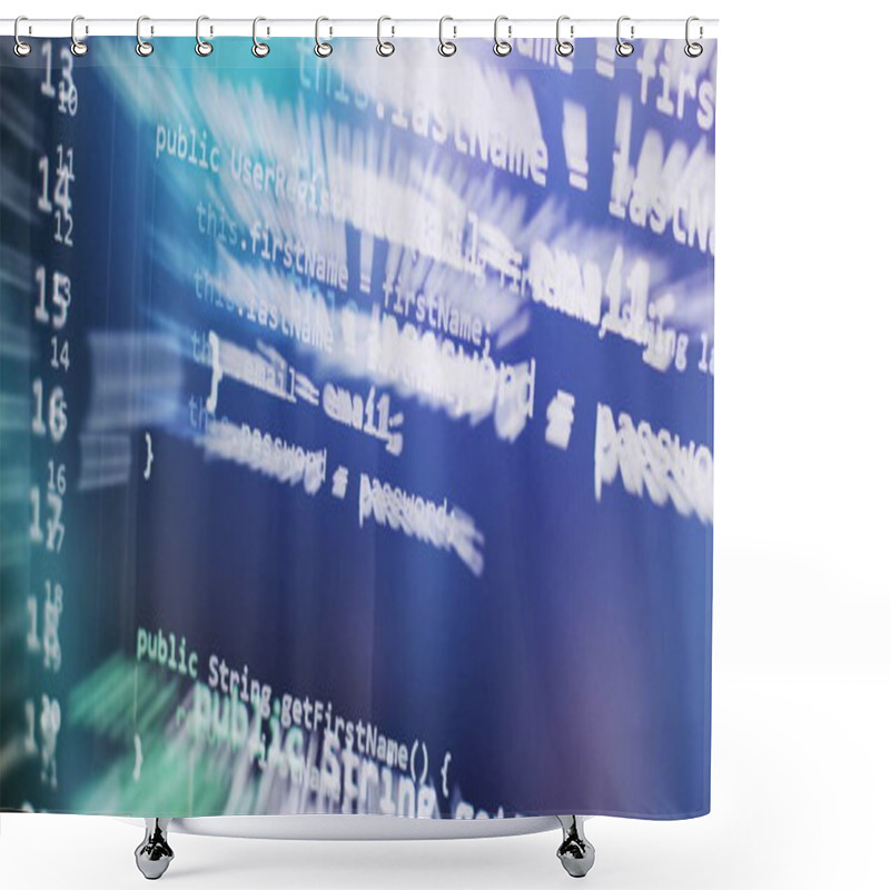 Personality  IT Coding On Monitor Screen. Computer Code Data.Technology Background. Shower Curtains