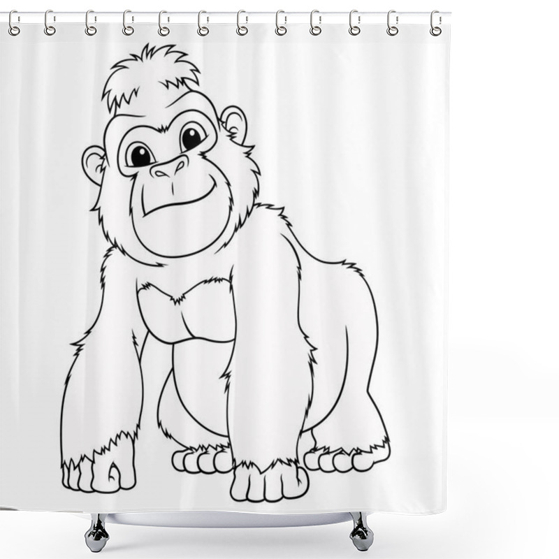 Personality  Little Gorilla Cartoon Animal Illustration BW Shower Curtains