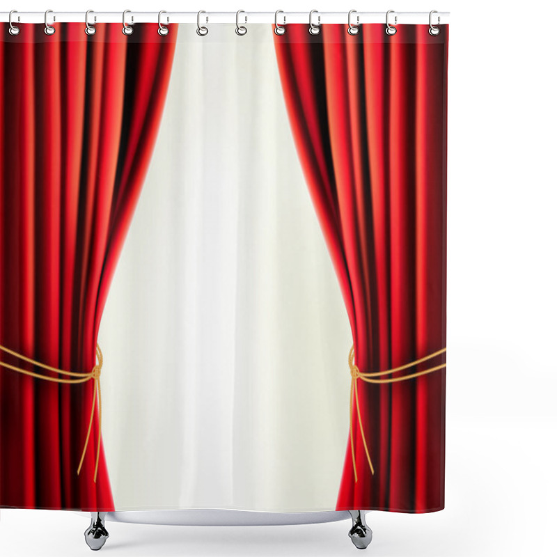 Personality  Background With Red Velvet Curtain Vector Illustration Shower Curtains