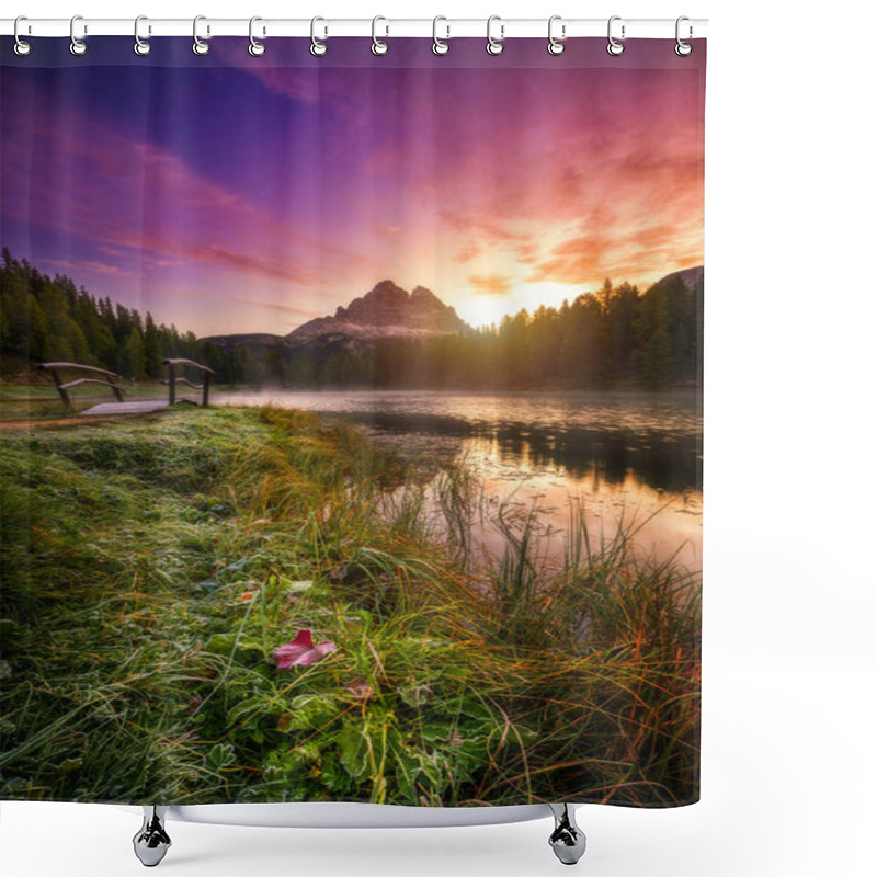 Personality  Antorno Lake With Famous Tre Cime Di Lavaredo (Drei Zinnen) Moun Shower Curtains