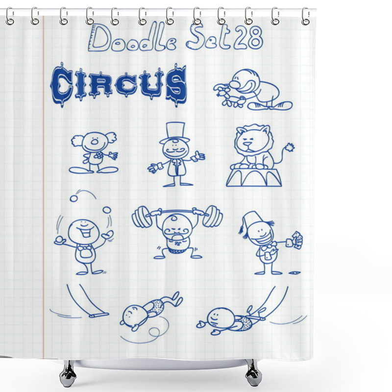 Personality  Funny Doodle Set With A Circus Theme Shower Curtains