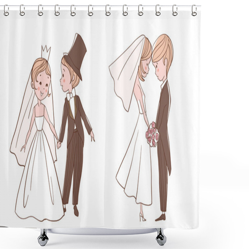 Personality  Wedding Set: Bride And Groom Kissing Shower Curtains