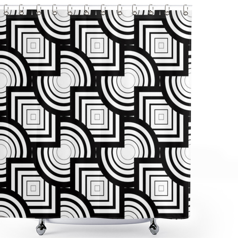 Personality  Seamless Geometric Pattern, Simple Vector Black And White Stripe Shower Curtains