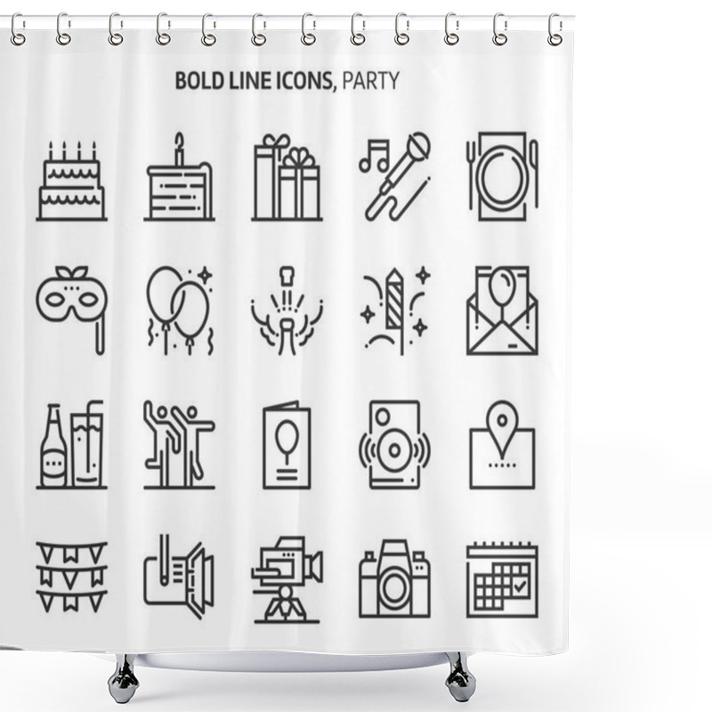 Personality  Party, Event , Bold Line Icons. The Illustrations Are A Vector, Editable Stroke, 48x48 Pixel Perfect Files. Crafted With Precision And Eye For Quality. Shower Curtains