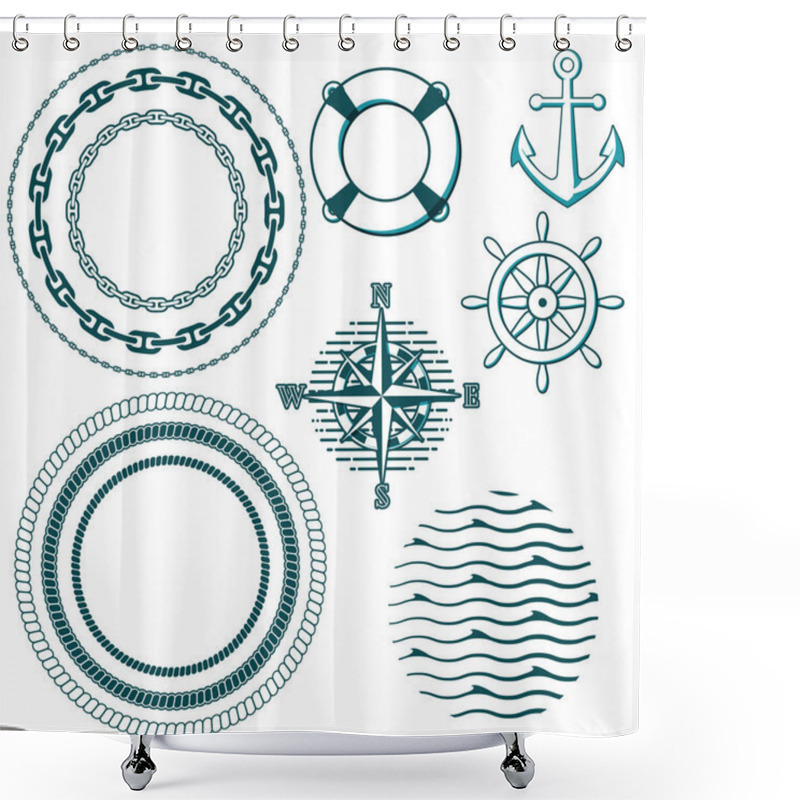 Personality  Set Of Naval Elements Shower Curtains