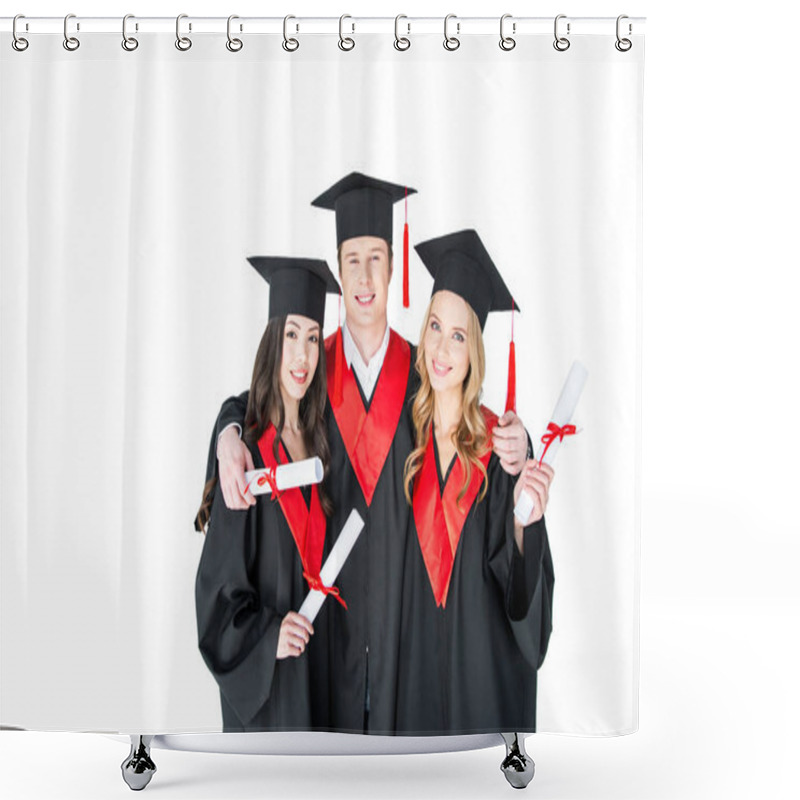 Personality  Happy Students With Diplomas  Shower Curtains