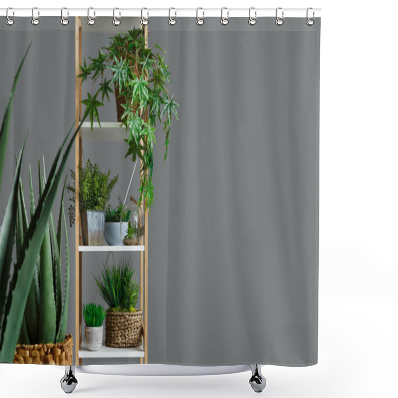 Personality  Stand With House Plants Shower Curtains