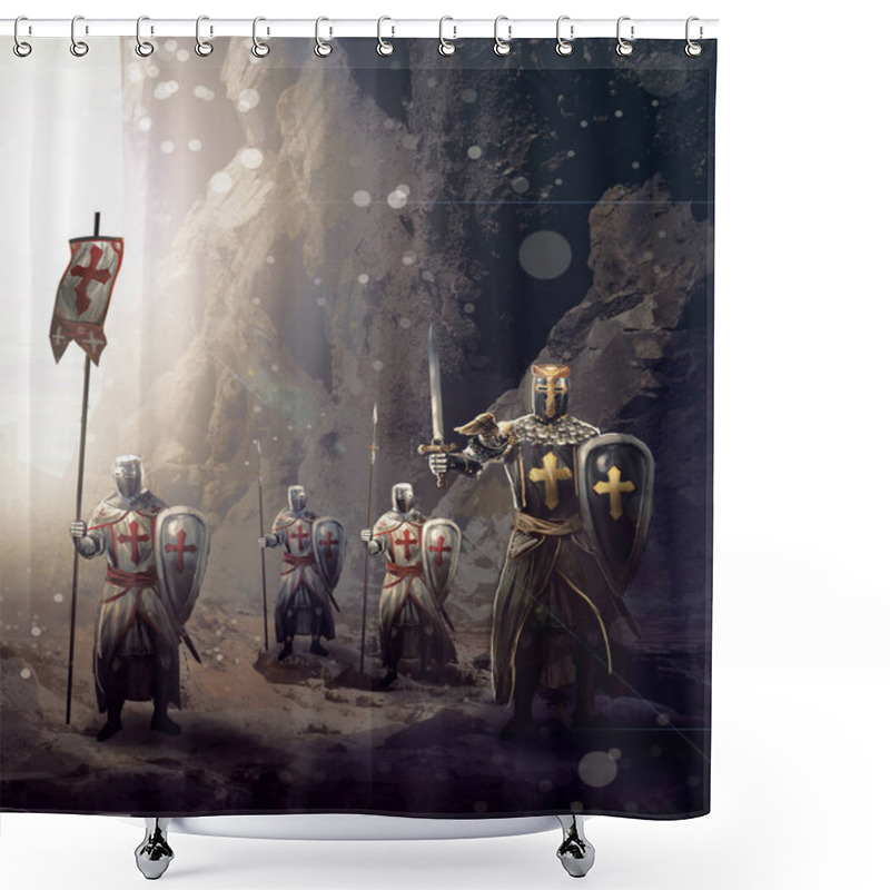 Personality  General Leading Crusaders Knights Into War Shower Curtains