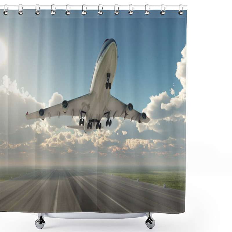 Personality  Airplane Taking Off Shower Curtains