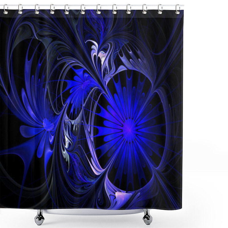 Personality  Flower Background. Blue Palette. Fractal Design. Computer Genera Shower Curtains