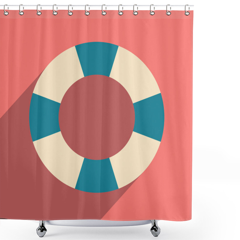 Personality  Flat With Shadow Icon And Mobile Application Rubber Ring Shower Curtains