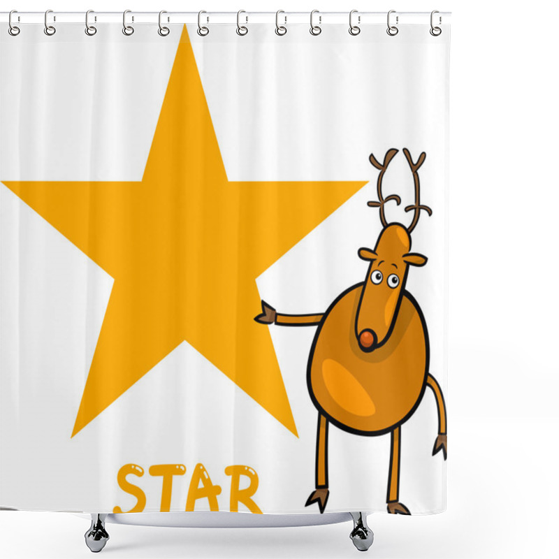 Personality  Star Shape With Cartoon Deer Shower Curtains