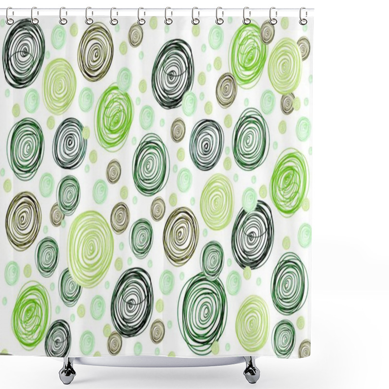 Personality  Green Circles Curls Chaotically Scattered Pattern Shower Curtains