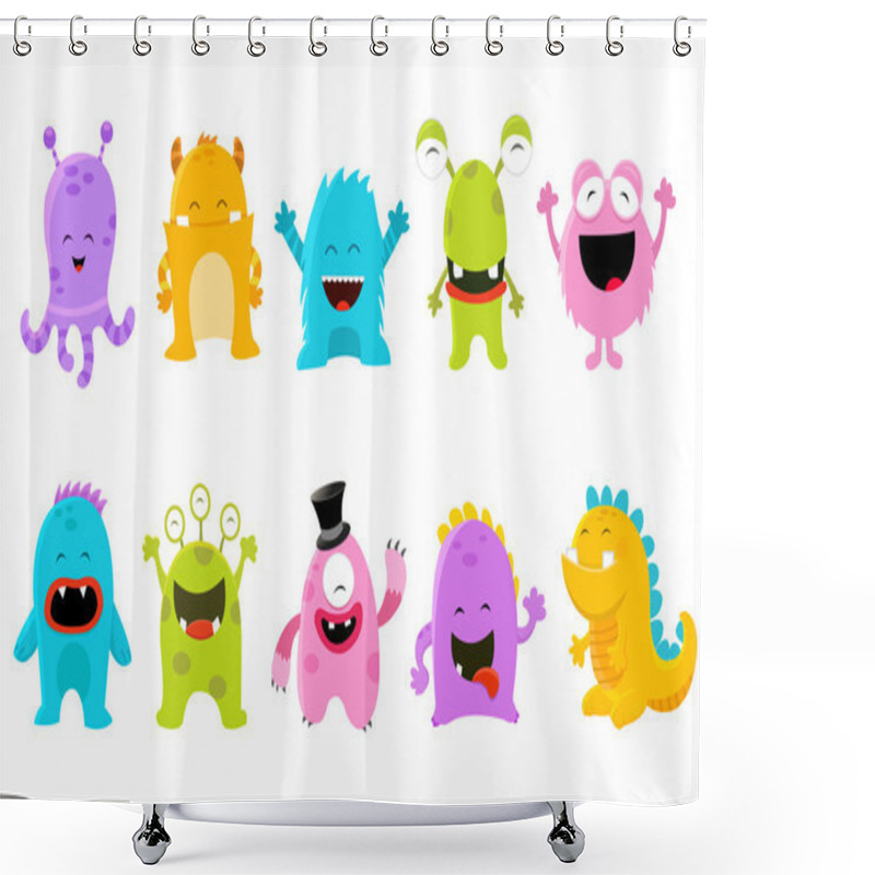 Personality  Cute Monster Set Shower Curtains