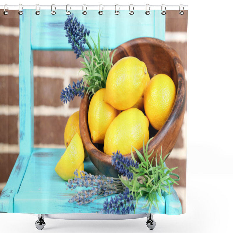 Personality  Still Life With Fresh Lemons And Lavender Shower Curtains