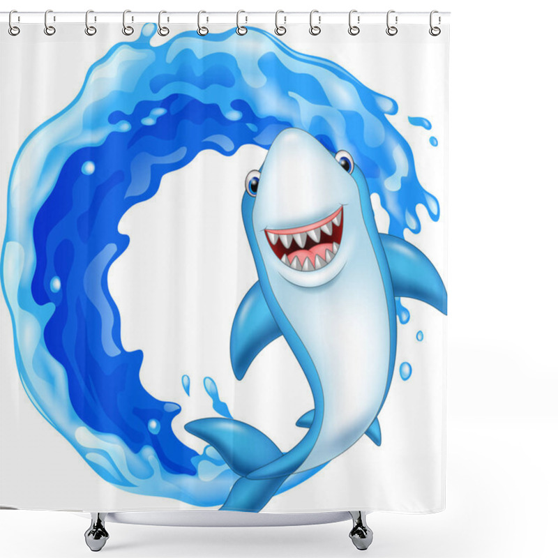 Personality  Cartoon Shark In The Ocean Shower Curtains