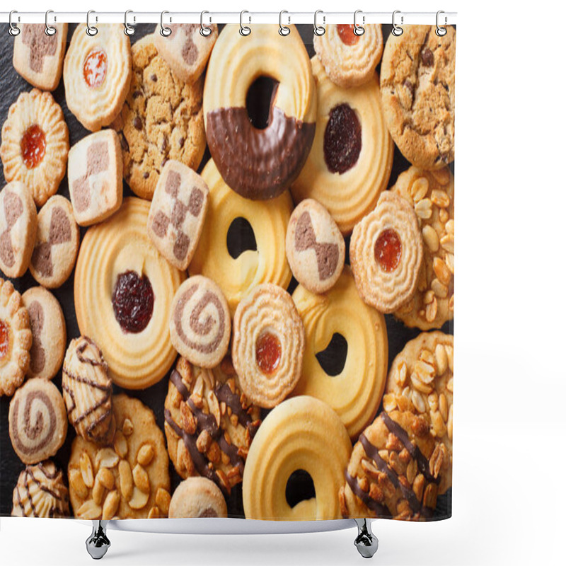 Personality  Beautiful Cookies Assorted Close-up. Background Horizontal Top V Shower Curtains