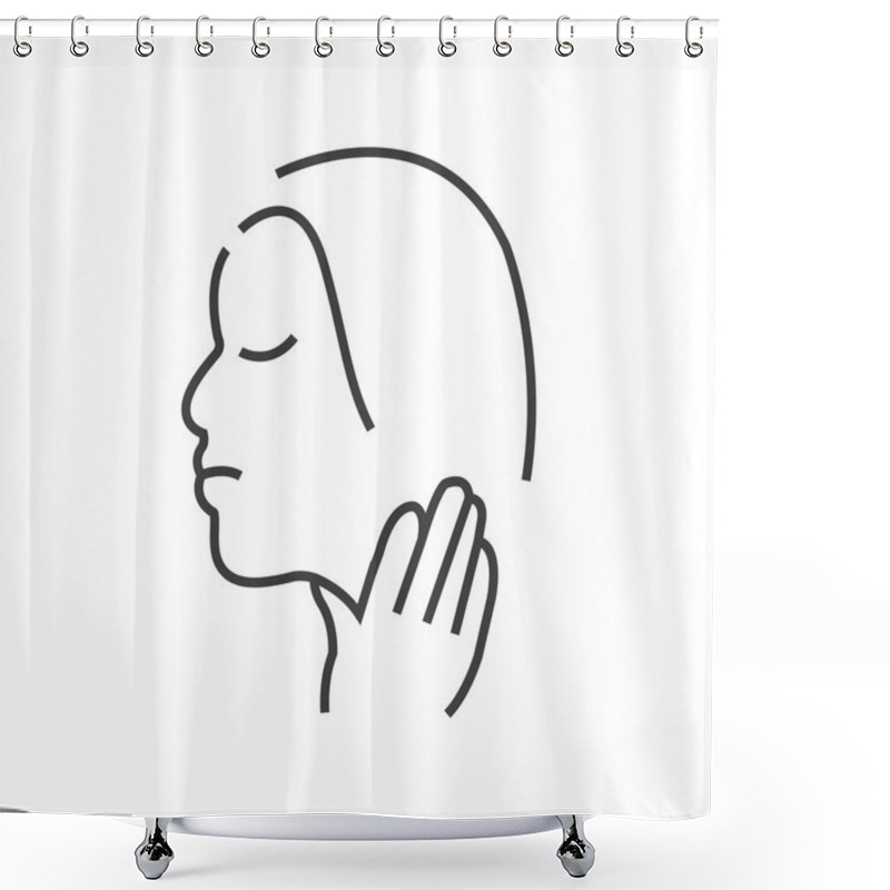 Personality  Otolaryngology, Sore Throat Icon, Line Icon Style Shower Curtains