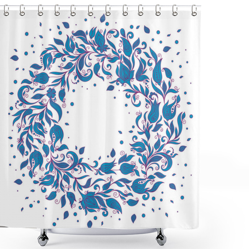 Personality  Floral Background. Hand Drawn Ornament With Floral Wreath. Shower Curtains