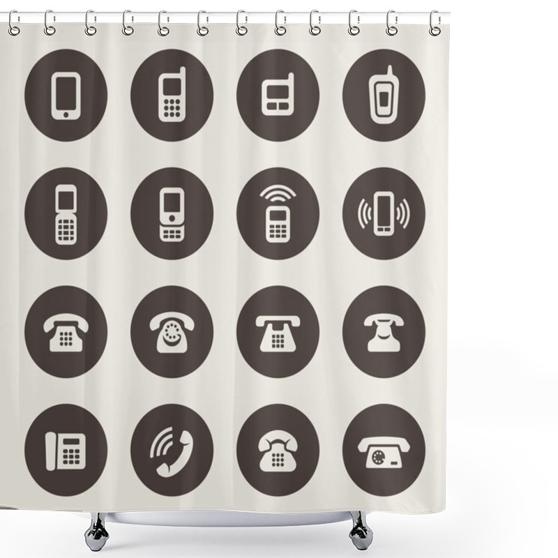 Personality  Phone Icon Set Shower Curtains