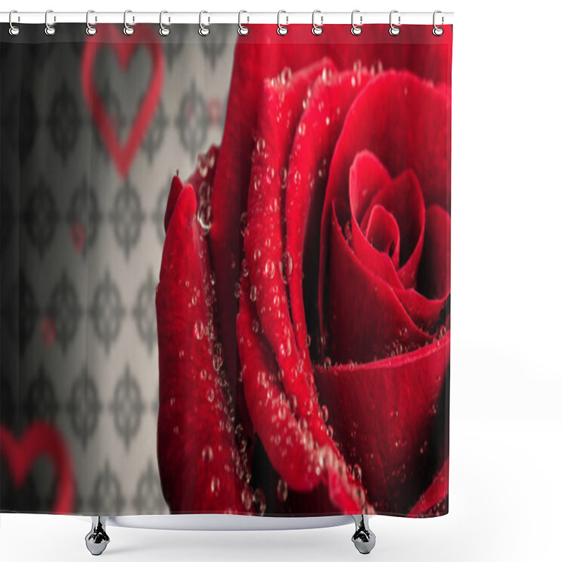 Personality  Rose Against Love Heart Pattern Shower Curtains