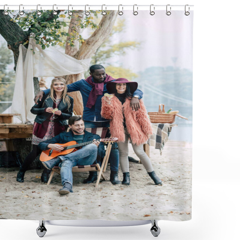 Personality  Happy Young People At Picnic Shower Curtains