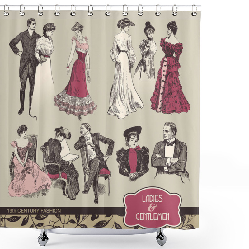 Personality  Ladies And Gentlemen 19th Century Fashion Shower Curtains