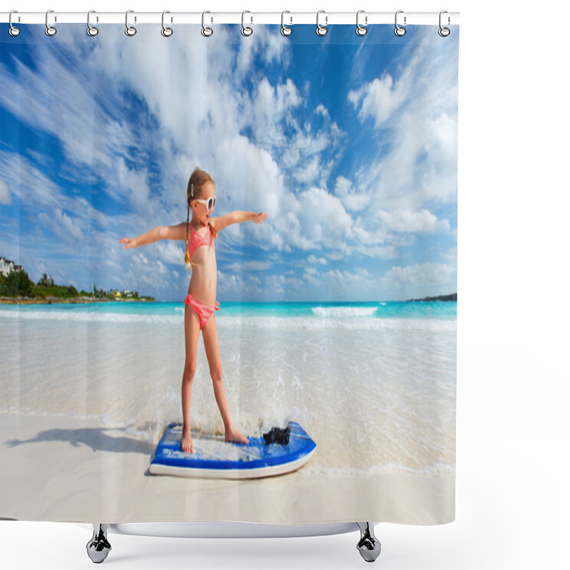 Personality  Adorable Little Girl At Beach Shower Curtains