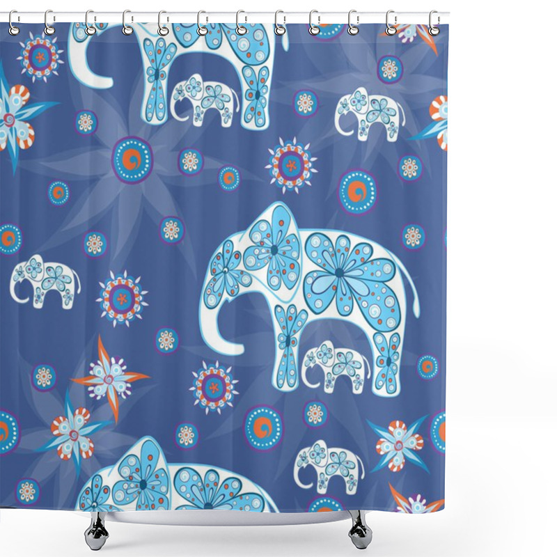 Personality  Illustration Of Cute Elephants Shower Curtains