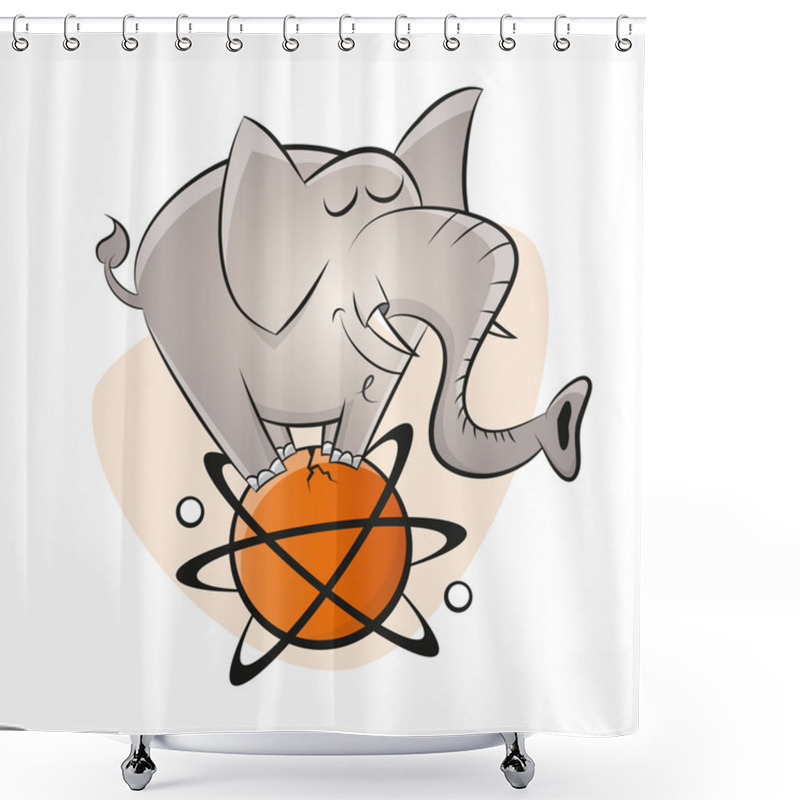 Personality  Funny Cartoon Elephant On An Atom Shower Curtains