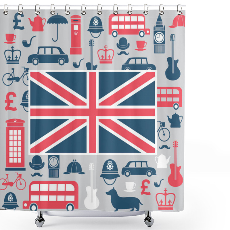 Personality  Vector Graphic Set Of Great Britain Symbols Shower Curtains