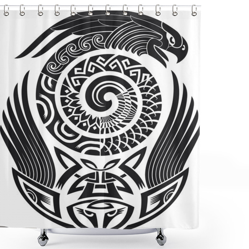 Personality  Snake-bird Tattoo Design Shower Curtains