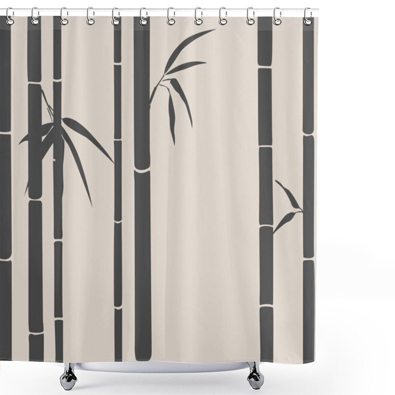 Personality  Bamboo Background. Oriental Theme. Horizontal Bamboo Shoots On A Beige Background. Vector Illustration. Shower Curtains