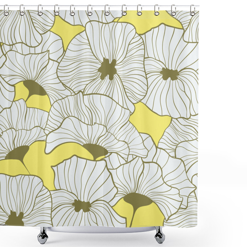 Personality  Seamless Retro Pattern With Poppies. Shower Curtains