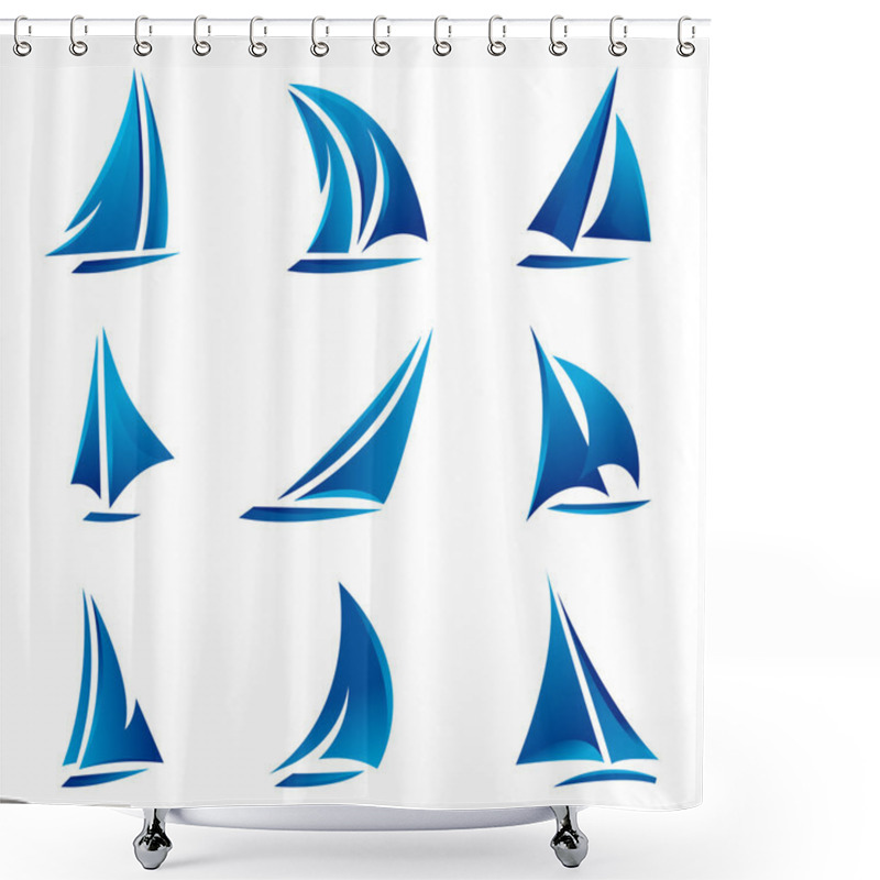 Personality  Sailboat Symbol Set Shower Curtains