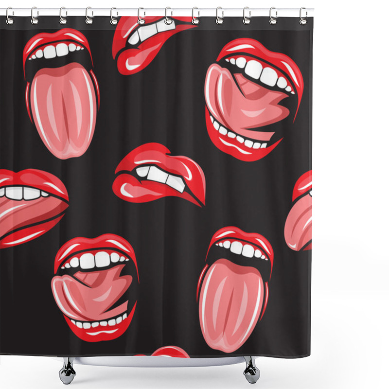 Personality  Mouth Pop Art Vector Seamless Pattern Shower Curtains