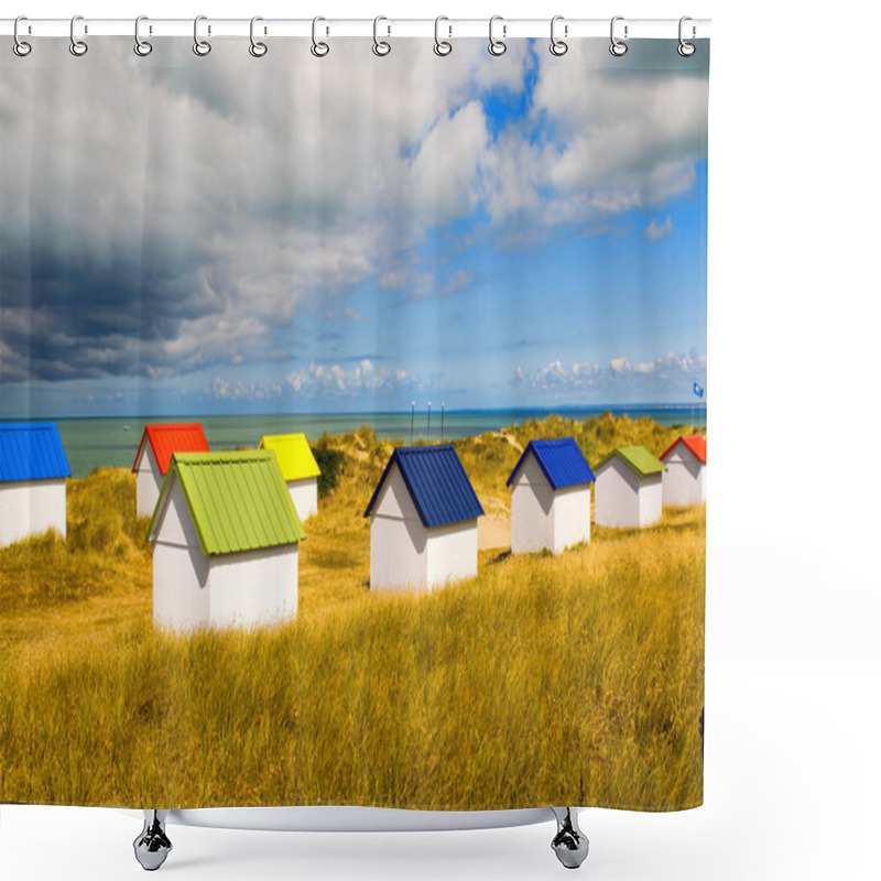 Personality  Colourful Houses On The Beach Shower Curtains