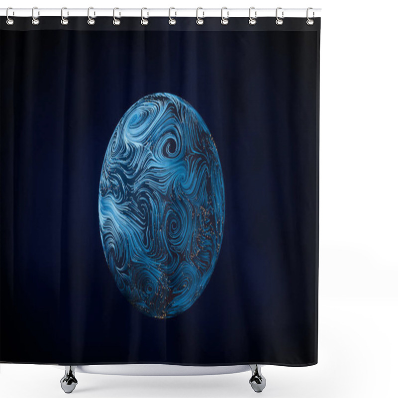 Personality  Wave Pattern With Flowing Curl Lines, 3d Rendering. Computer Digital Drawing. Shower Curtains