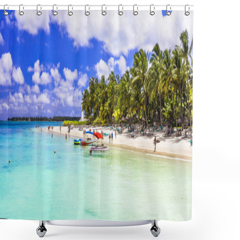 Personality  Water Sport Activities In Beautiful Tropical Beach Trou Aux Biches . Mauritius Island. Feb.2020 Shower Curtains