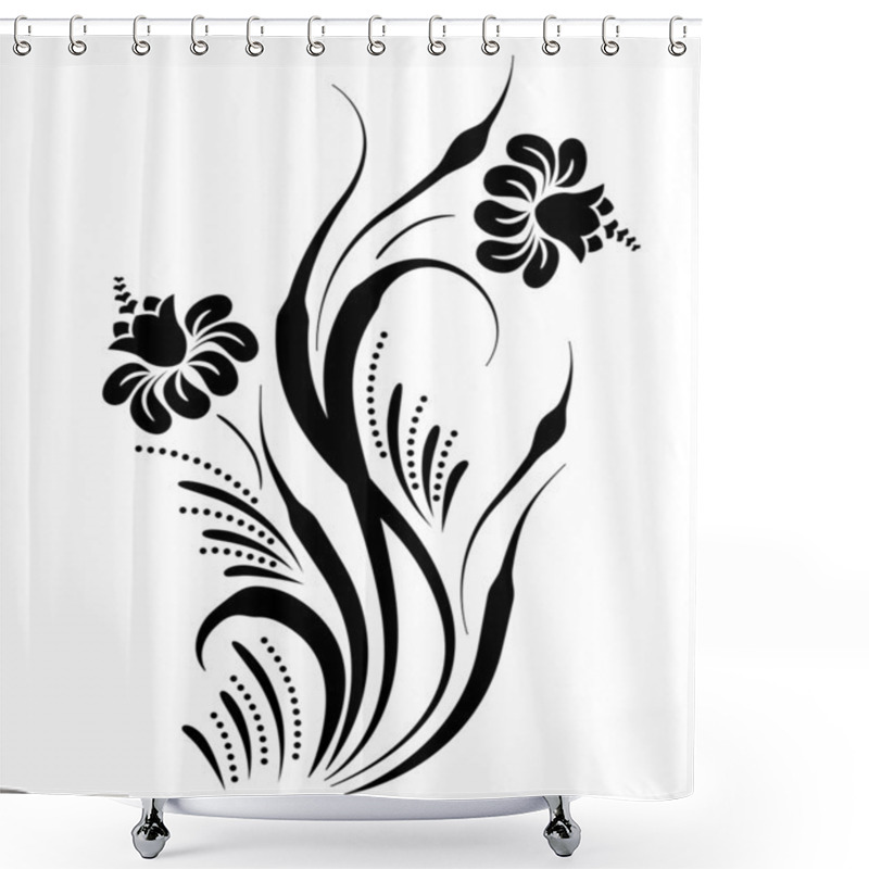 Personality  Swirl Design Floral Element Shower Curtains