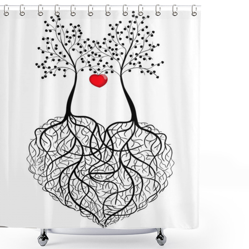 Personality  Abstract Pattern - Two Trees Whose Roots Are Woven Into A Heart Shape Shower Curtains