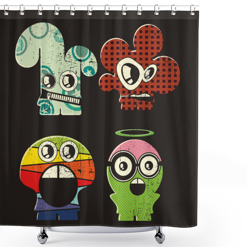 Personality  Set Of Four Monsters Shower Curtains