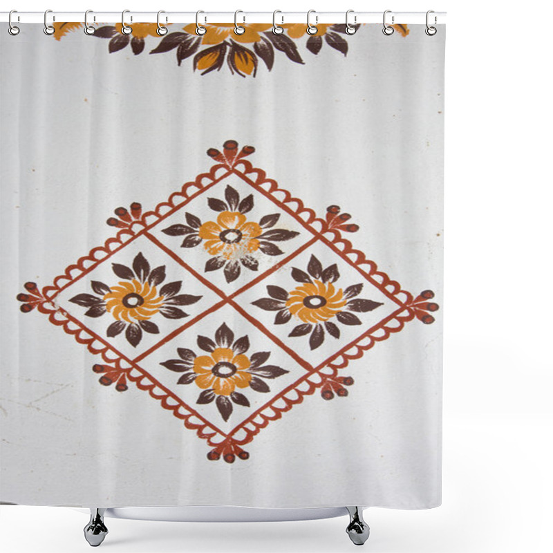 Personality  Folk Patterns Painted On A Wall Shower Curtains