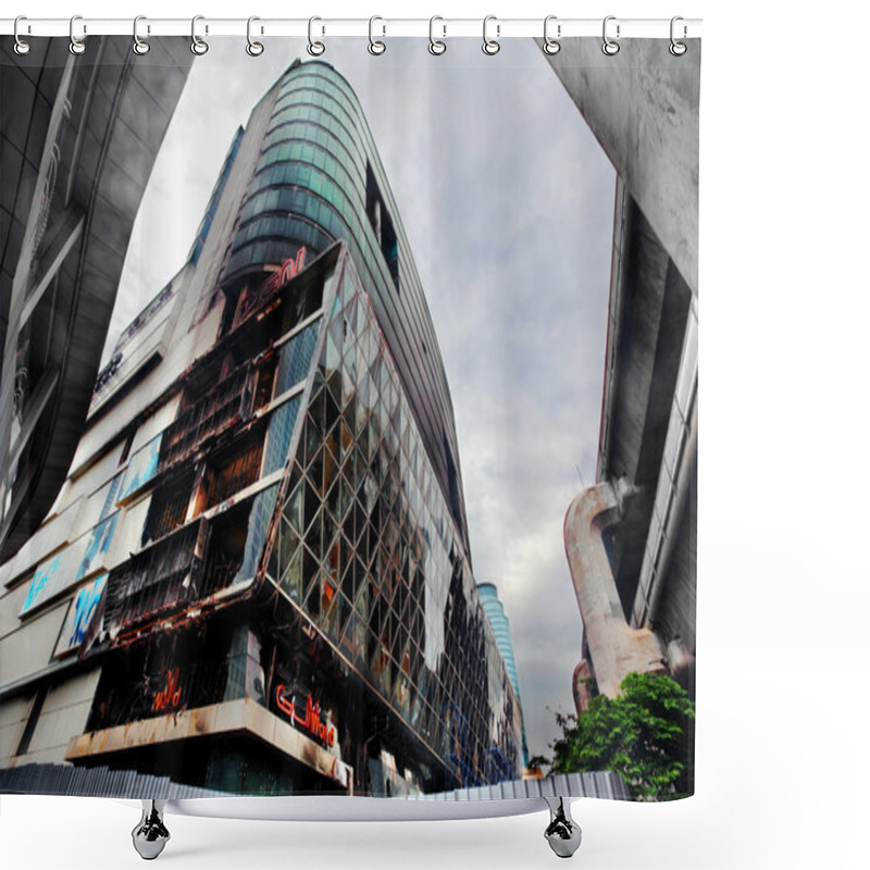 Personality  Fire Damaged Exterior Of Central World Plaza Shopping Mall Shower Curtains