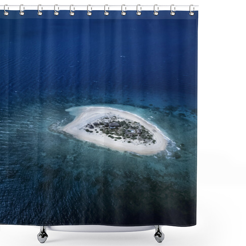 Personality  Pacific Ocean, Fiji Islands, Aerial View Of A Small Tropical Reef Island - FILM SCAN Shower Curtains