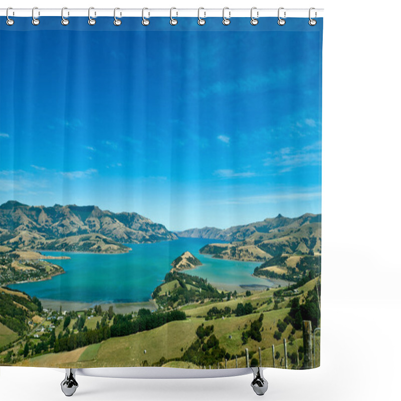 Personality  Beautiful Summer Day View Into The Akaroa Harbour Shower Curtains