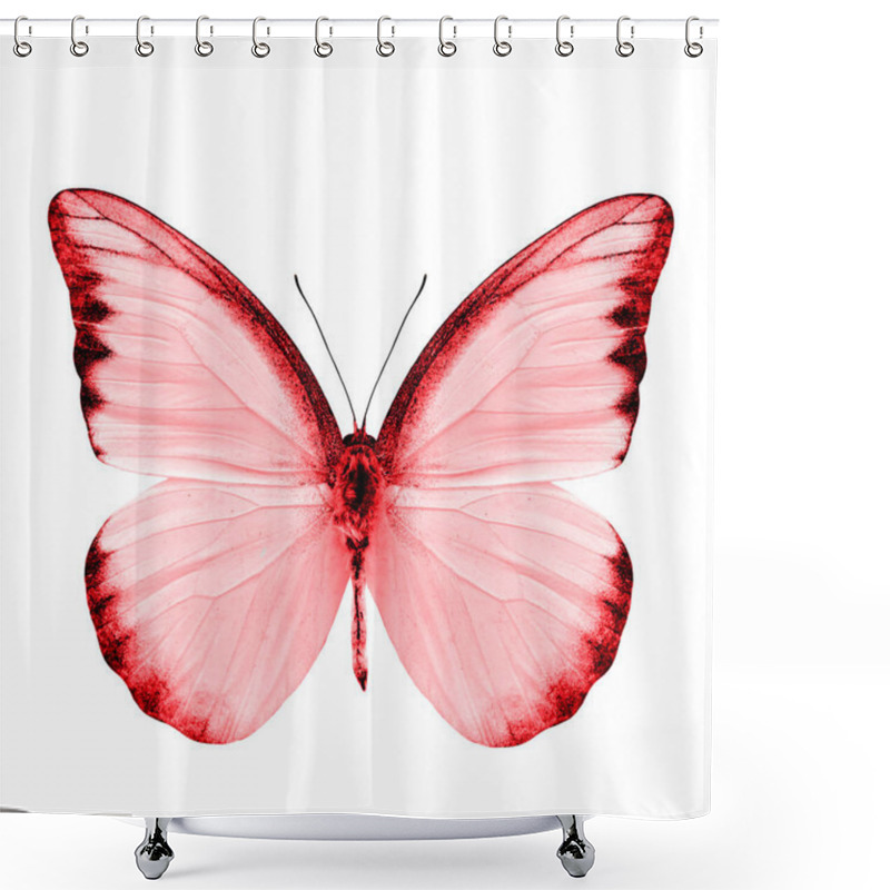 Personality  Beautiful Red Butterfly Isolated On White Background Shower Curtains